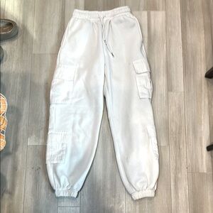 White Cargo Jogger Pants